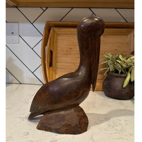 Vintage Carved Ironwood Pelican Bird 12” Figurine made in Mexico rustic cabin - Picture 1 of 8
